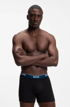 Dreierpack eng anliegende Boxershorts aus Stretch-Baumwolle mit Logo-Bund