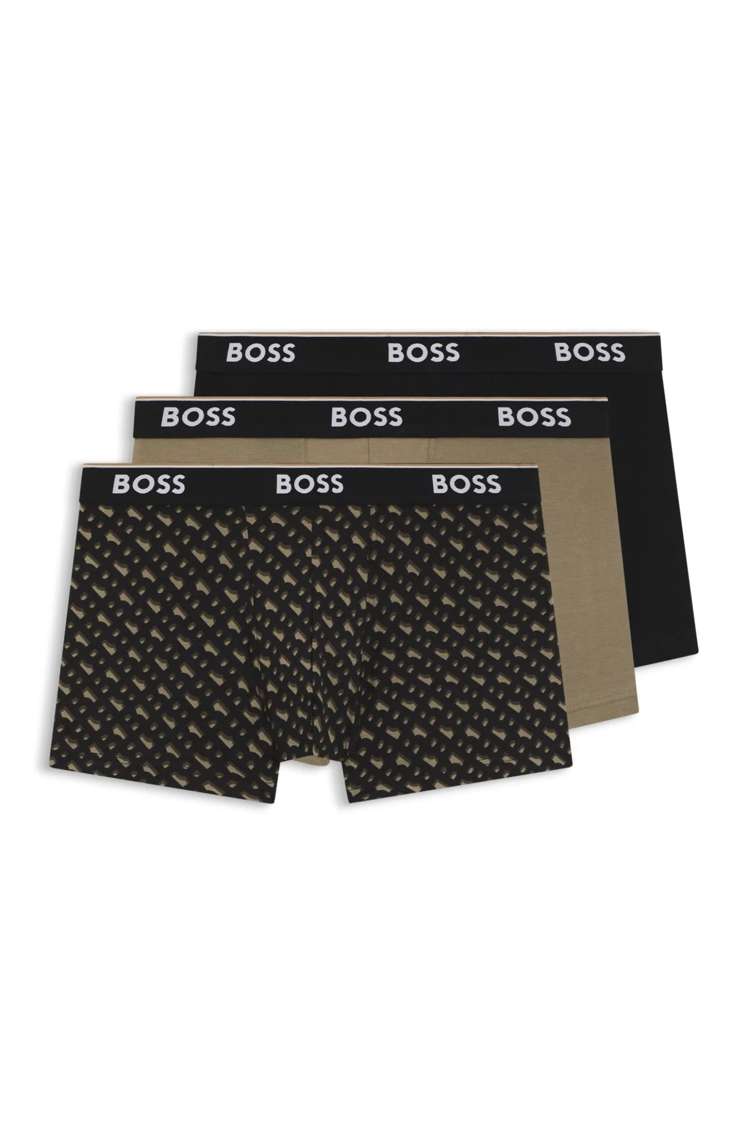 Dreierpack eng anliegende Boxershorts aus Stretch-Baumwolle mit kurzem Bein und Logo-Details