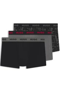Dreierpack eng anliegende Boxershorts mit kurzem Bein aus Stretch-Baumwolle mit Logo-Bund