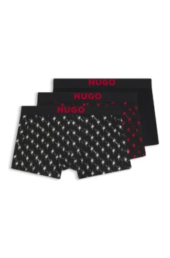 Dreierpack eng anliegende Boxershorts aus Stretch-Baumwolle mit kurzem Bein und Logo-Bund