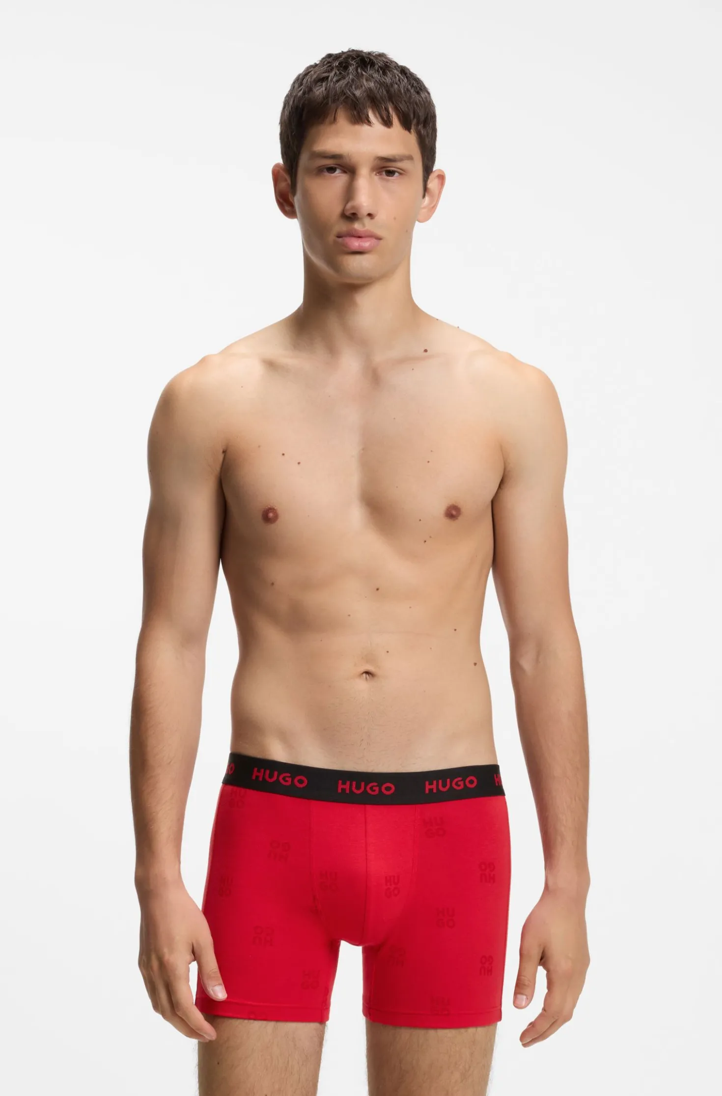 Dreierpack eng anliegende Boxershorts aus Stretch-Baumwolle