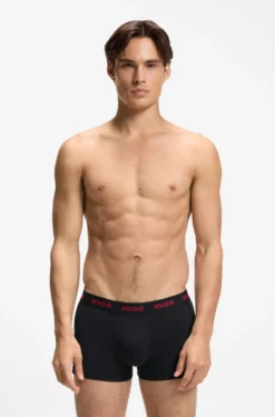 Dreierpack eng anliegende Boxershorts mit kurzem Bein aus Stretch-Baumwolle mit Logo-Bund