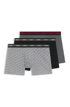 Dreierpack eng anliegende Boxershorts mit Logos am Bund
