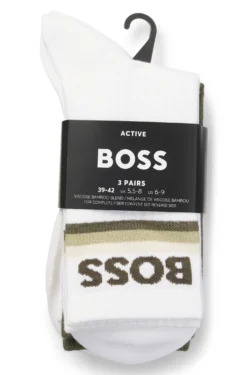 Dreierpack kurze Socken aus Bambus-Mix mit Logos