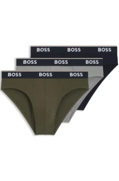 Dreierpack Slips aus Stretch-Baumwolle mit Logo am Bund