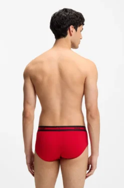 Dreierpack Slips aus Stretch-Baumwolle mit Logos am Bund