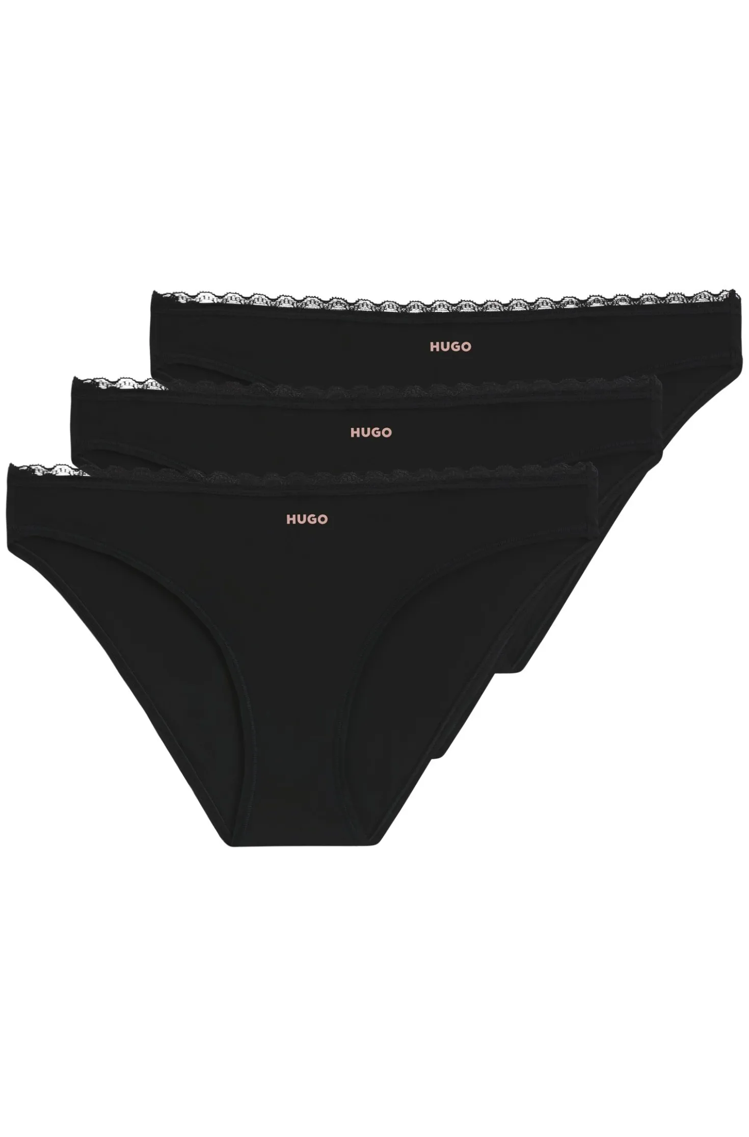 Dreierpack Slips mit Spitzenbesatz