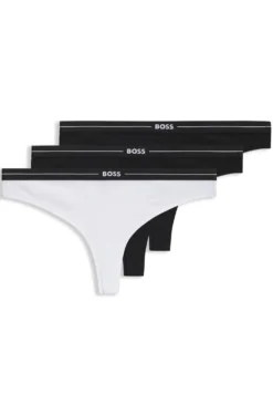 Dreierpack Strings aus Stretch-Baumwolle mit Logos am Bund