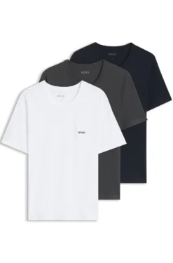 Dreierpack T-Shirts aus Baumwolle mit Logo-Stickerei