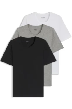 Dreierpack T-Shirts aus Baumwolle mit Logo-Stickerei