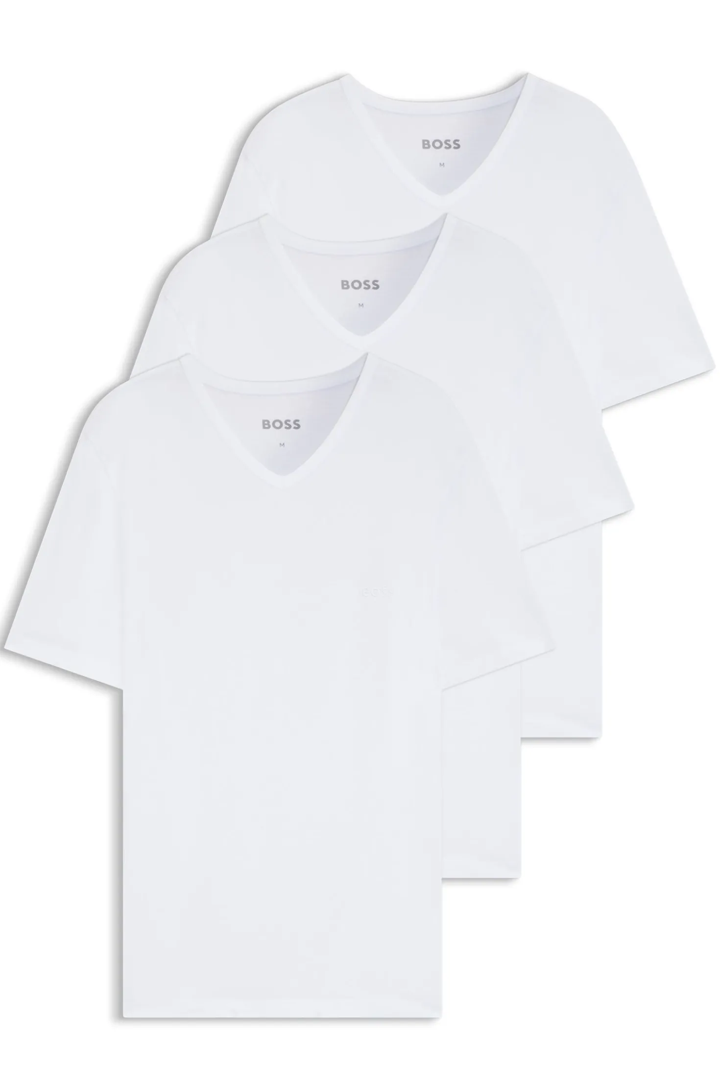 Dreierpack T-Shirts mit V-Ausschnitt aus Baumwolle