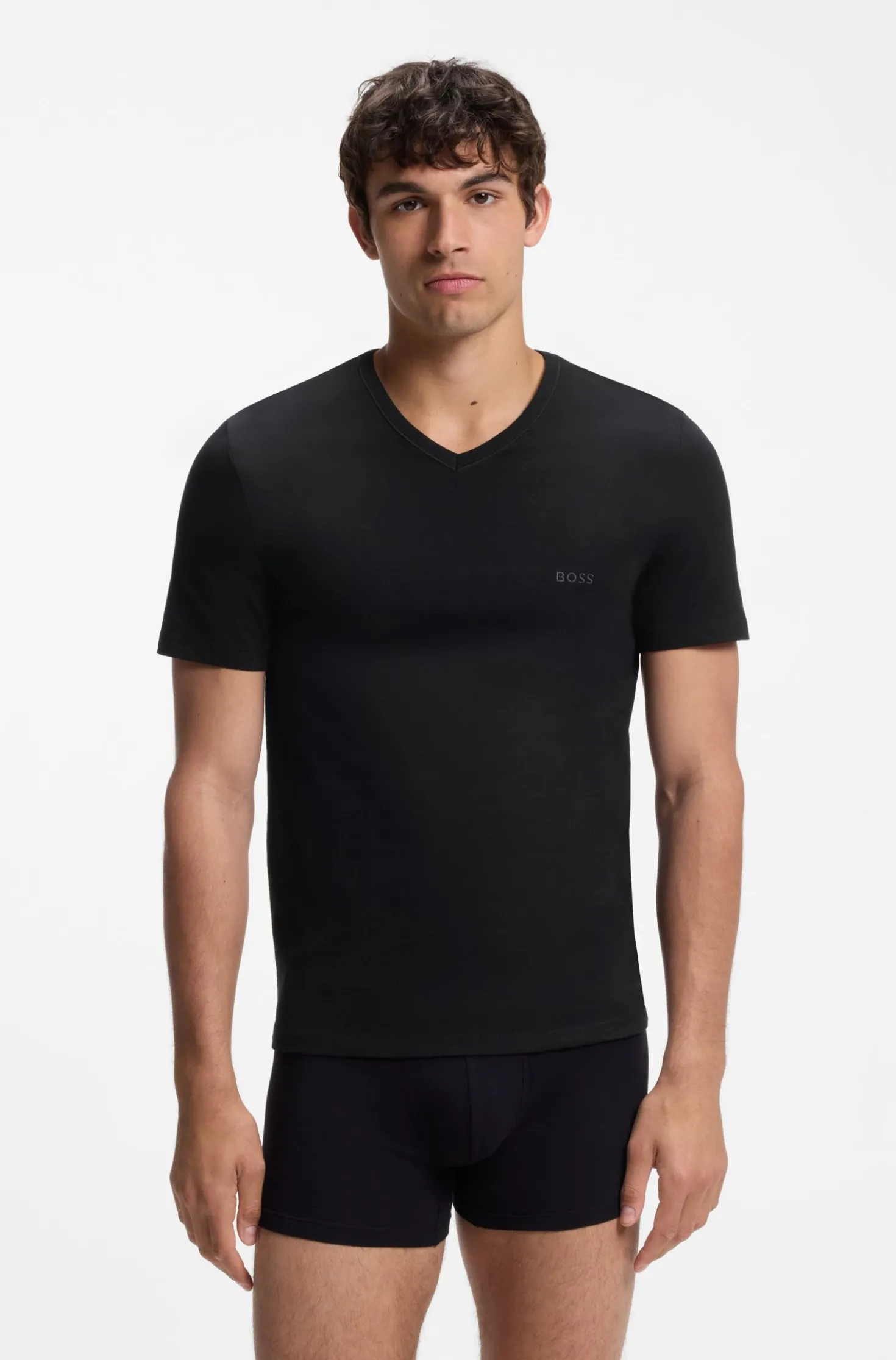 Dreierpack T-Shirts mit V-Ausschnitt aus Baumwolle