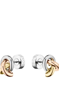 Dreifarbige Ohrringe mit Knoten-Design