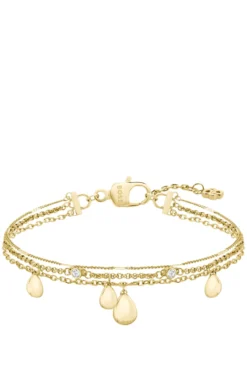 Dreireihiges Armband in Goldfarbe mit Tropfenanhängern