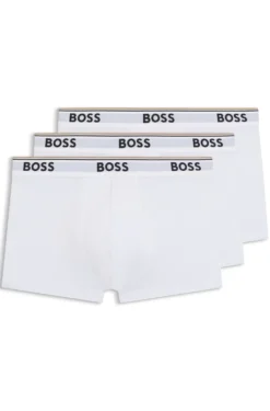 Eng anliegende Boxershorts aus Stretch-Baumwolle mit kurzem Bein und fortlaufenden Logos