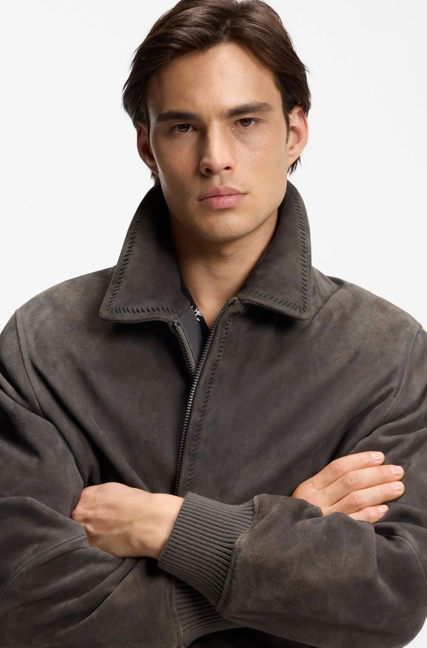 Extra Slim-Fit Jacke aus softem Veloursleder