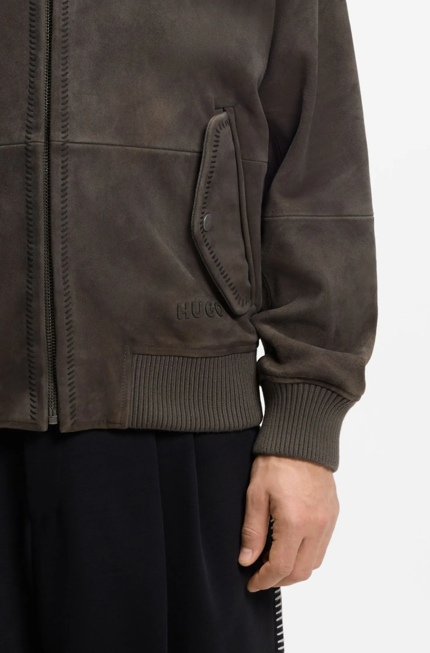 Extra Slim-Fit Jacke aus softem Veloursleder