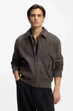 Extra Slim-Fit Jacke aus softem Veloursleder