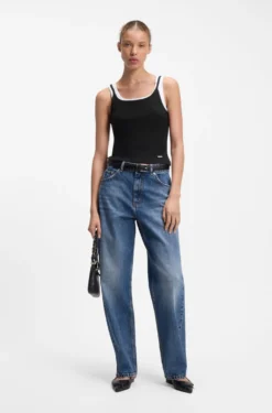 Extra-Slim-Fit Tanktop aus Baumwolle mit mehrlagigem Design