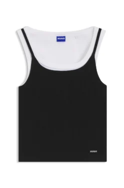 Extra-Slim-Fit Tanktop aus Baumwolle mit mehrlagigem Design