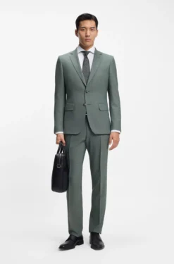 Fein gemusterter Slim-Fit Zweiteiler aus Stretch-Gewebe