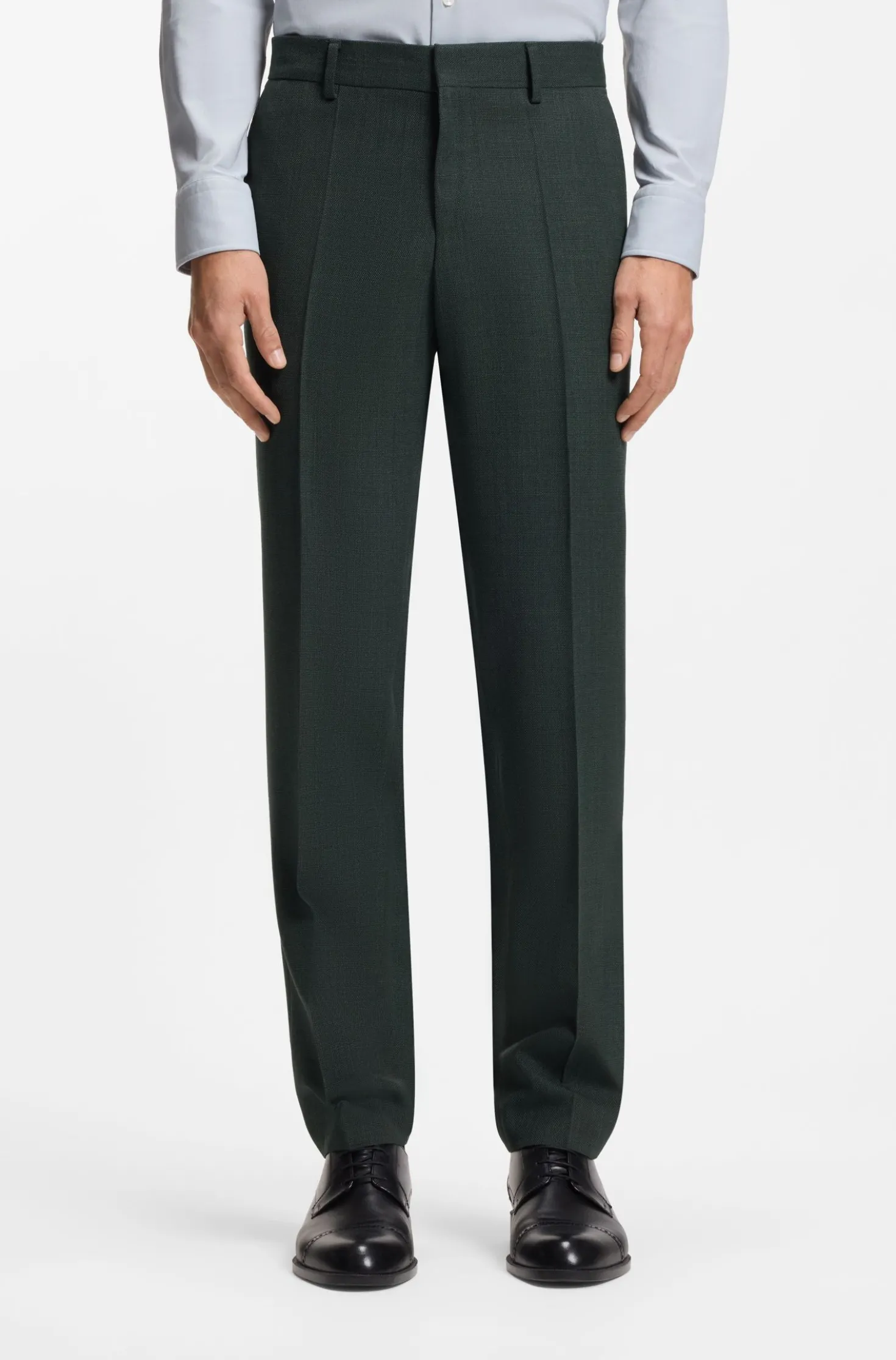 Fein gemusterte Slim-Fit Hose aus Stretch-Wolle