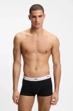 Fünferpack eng anliegende Boxershorts mit kurzem Bein aus Stretch-Baumwolle mit Logos am Bund