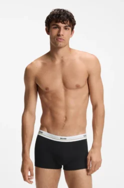 Fünfer-Pack eng anliegende Boxershorts aus Stretch-Baumwolle mit kurzem Bein und Logos am Bund