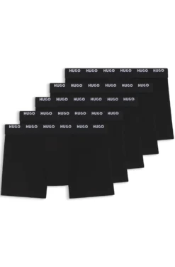 Fünfer-Pack eng anliegende Boxershorts aus Stretch-Baumwolle mit kurzem Bein und Logos am Bund