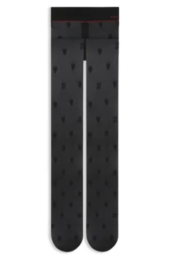 Gemusterte Mikronetz-Strumpfhose mit Logo-Bund