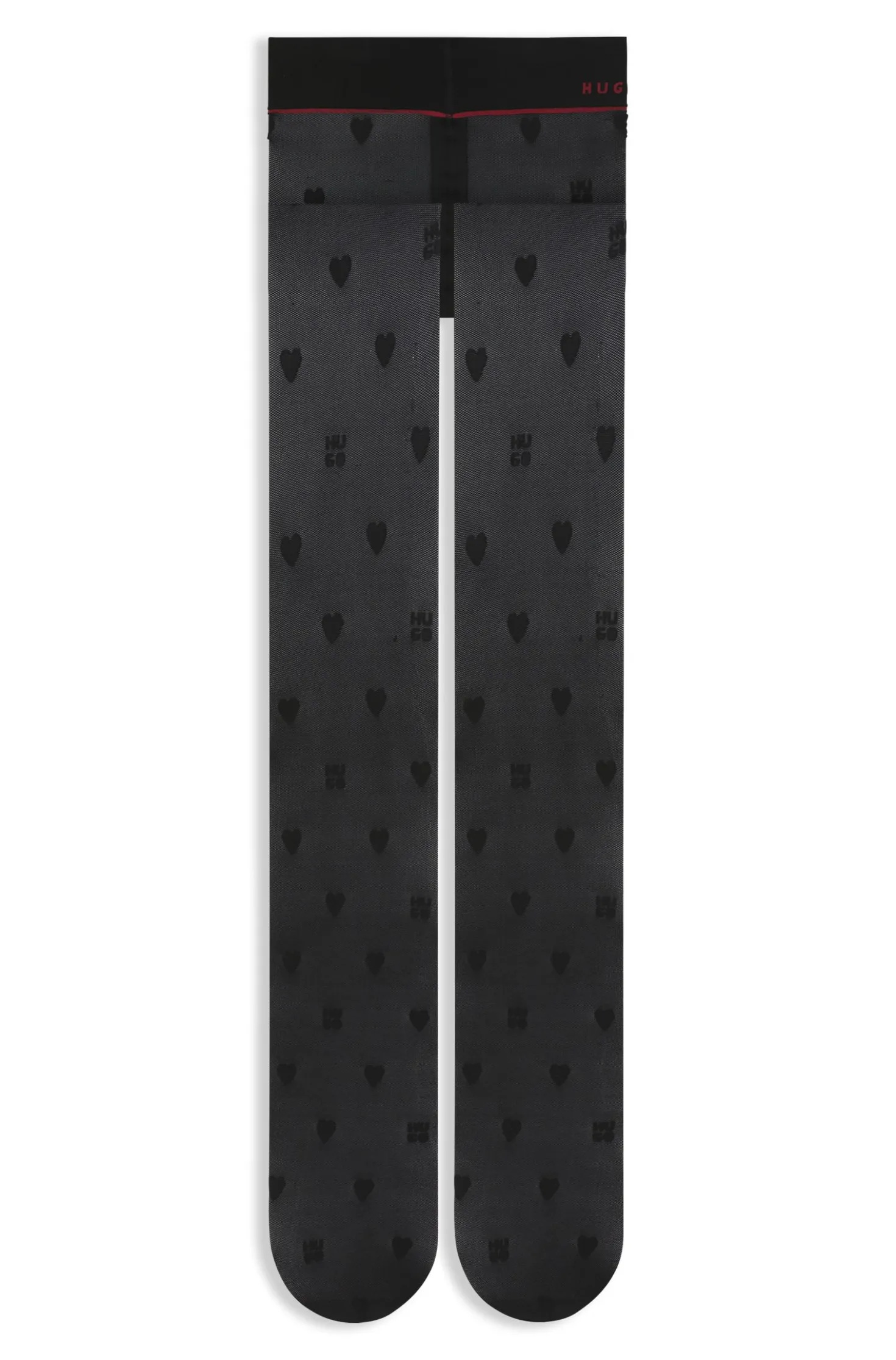 Gemusterte Mikronetz-Strumpfhose mit Logo-Bund