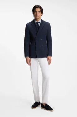 Gemusterter zweireihiger Slim-Fit Blazer aus Baumwolle