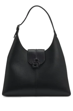 Genarbte Hobo Bag mit Double-B-Monogramm