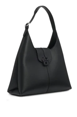 Genarbte Hobo Bag mit Double-B-Monogramm