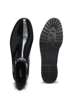 Glänzende Chelsea-Regenstiefel mit Logo-Patch