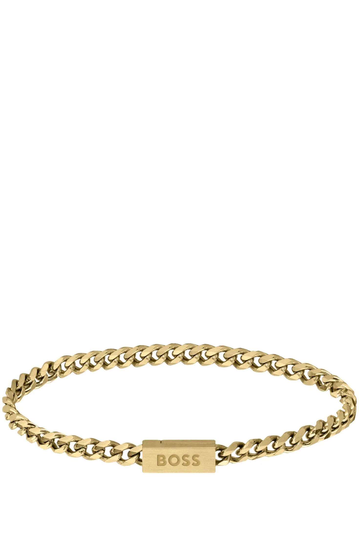 Gold-tone chain cuff with logo closure