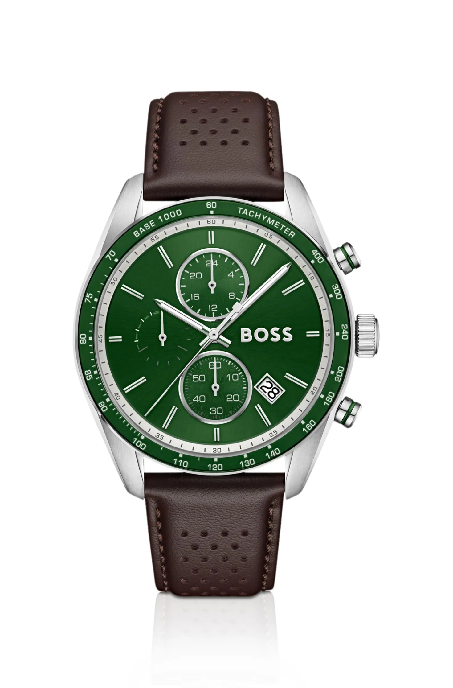 Grand Prix Vitesse Uhr mit grünem Zifferblatt und perforiertem Armband