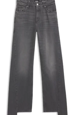 Graue Boyfriend-Fit Jeans aus festem Denim