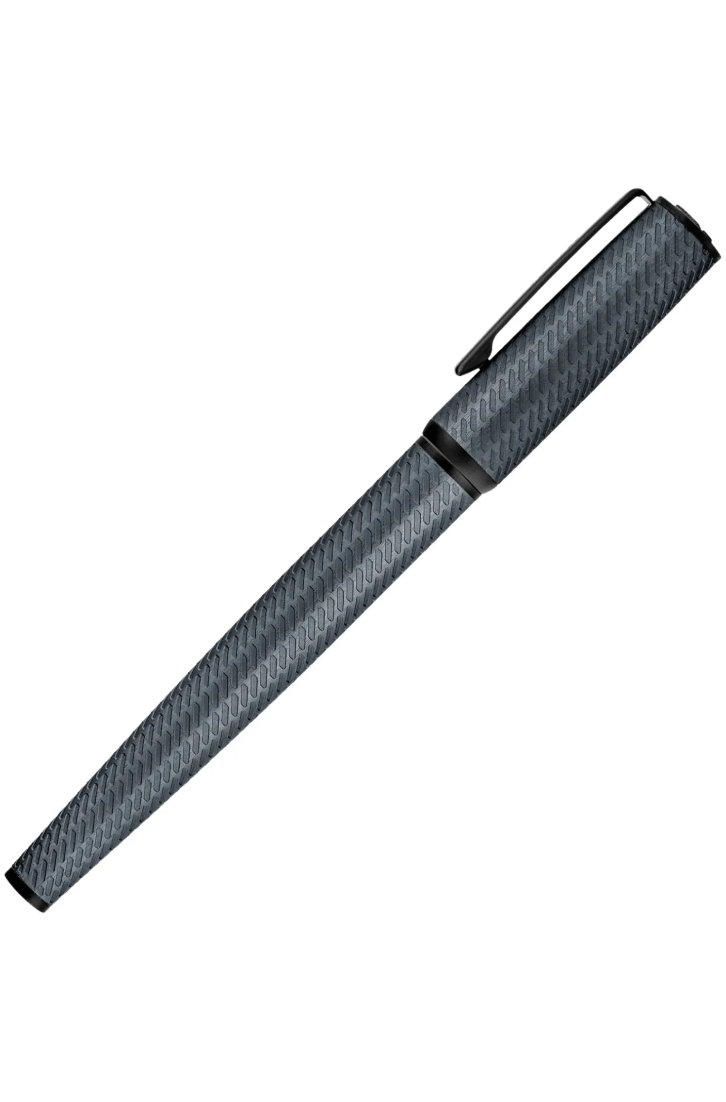 Grauer Aluminium-Füllfederhalter mit Gravur in Mesh-Optik