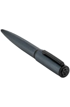 Grauer Kugelschreiber aus Aluminium mit Mesh-Effekt-Gravur