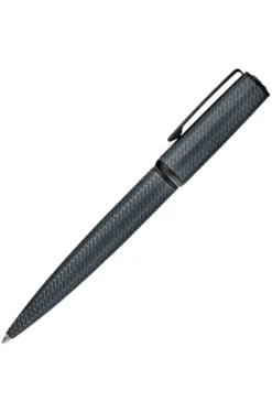 Grauer Kugelschreiber aus Aluminium mit Mesh-Effekt-Gravur
