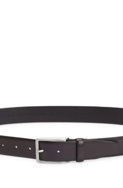 Gürtel aus italienischem Leder mit Metalldetails in gebürsteter Silber-Optik