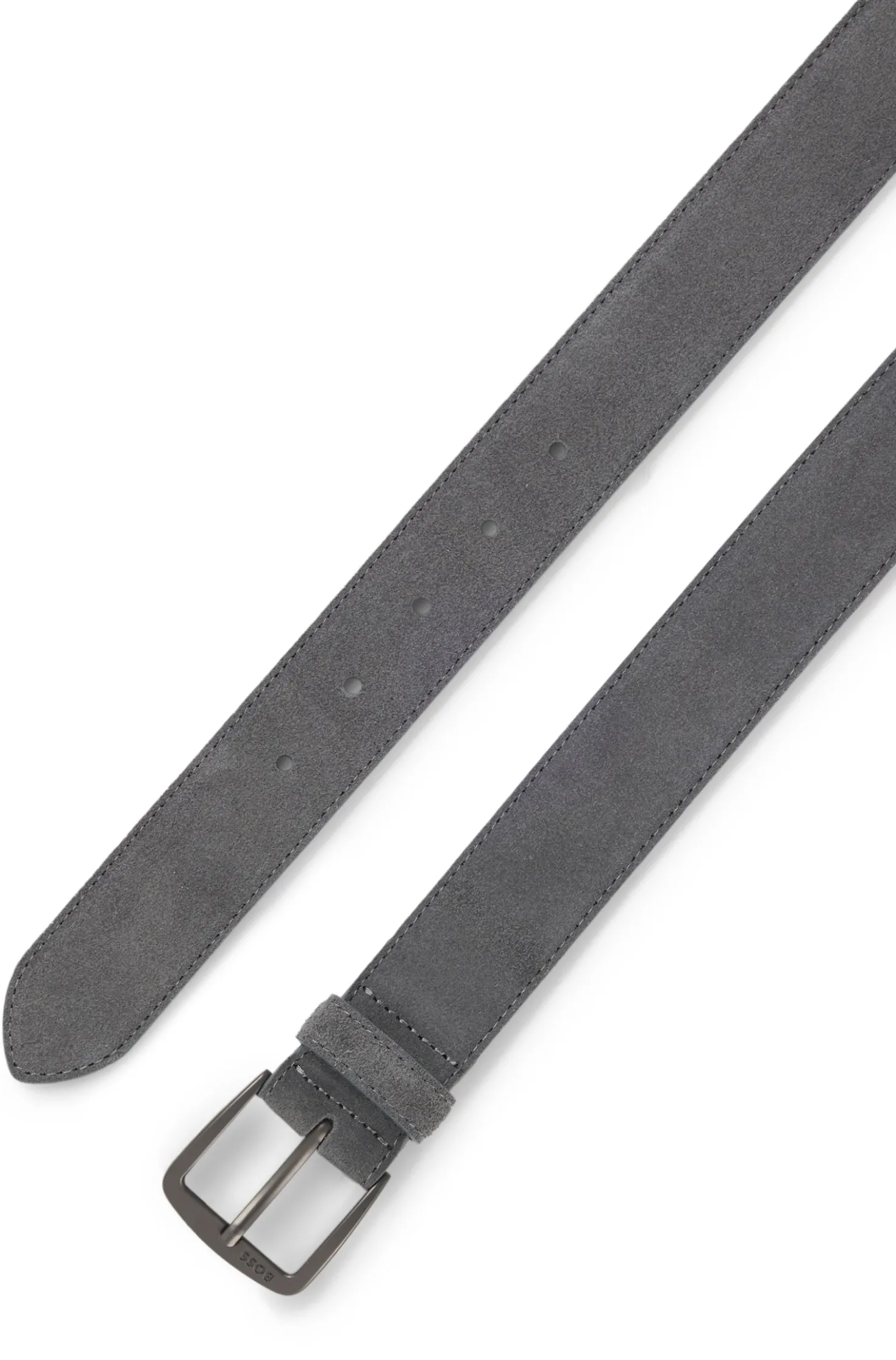 Gürtel aus italienischem Veloursleder mit Schließe in Gunmetal