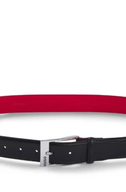 Gürtel aus Lackleder mit roter Innenseite