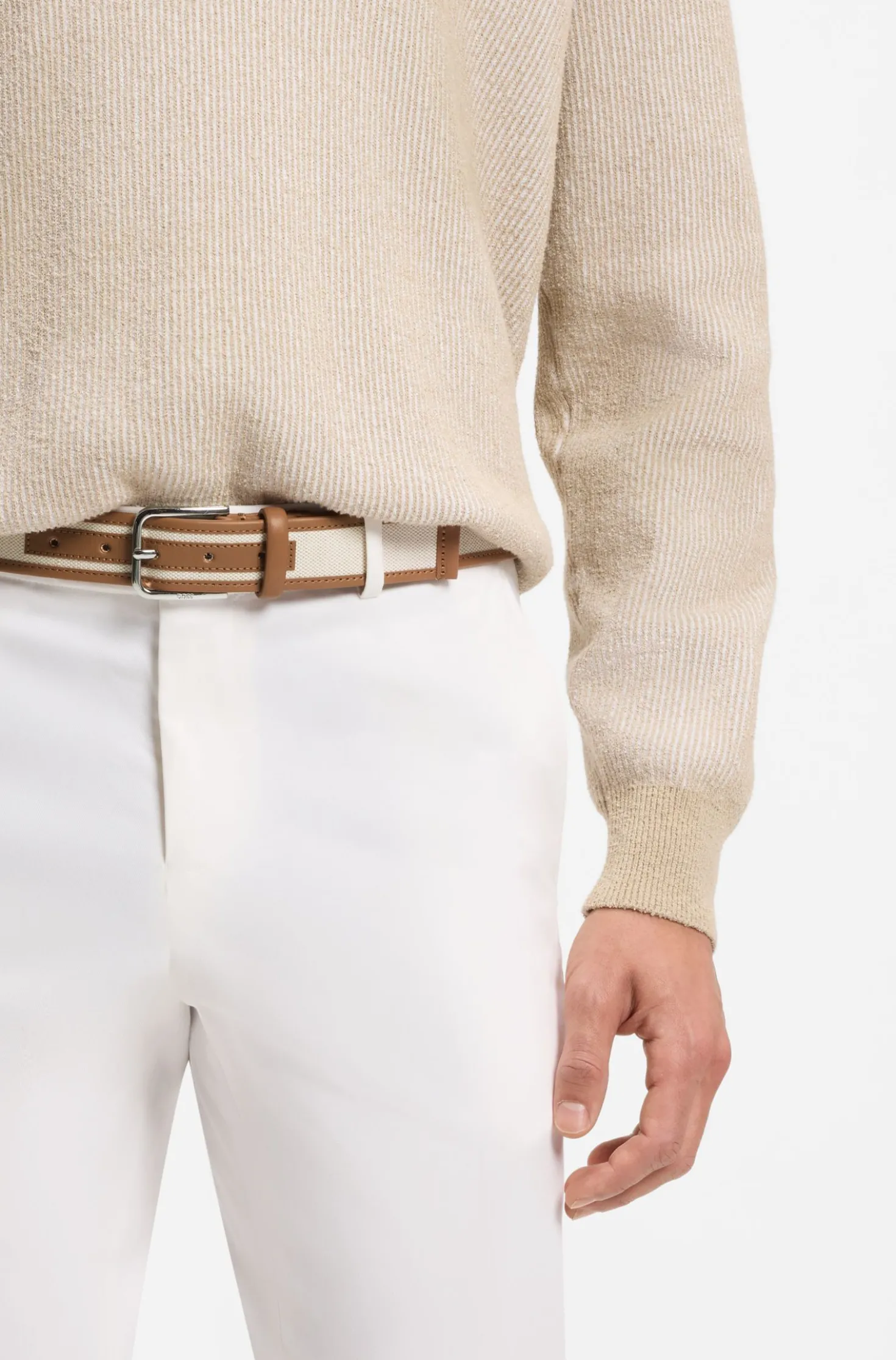 Gürtel aus Leder und Canvas mit Dornschließe