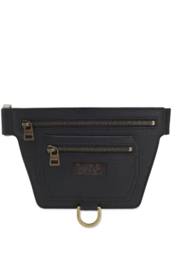Gürteltasche mit Narbung und Hardware im Antik-Gold-Effekt