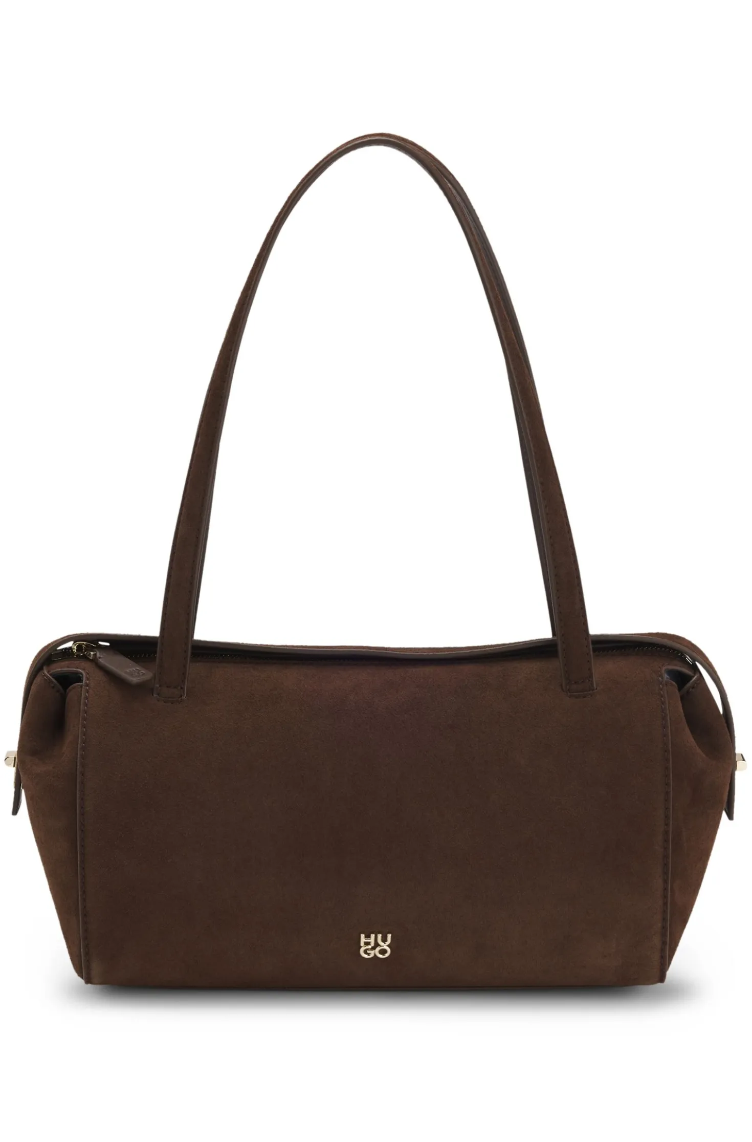 Handtasche aus Veloursleder-Imitat mit metallenem Stack-Logo