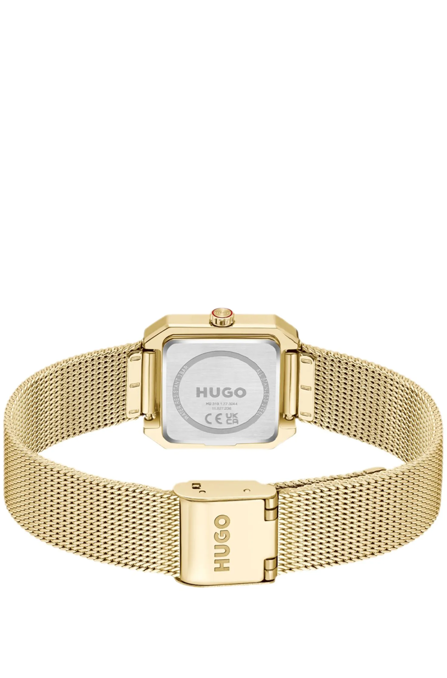 Hazel quadratische Uhr in Gold-Optik mit Mesh-Armband
