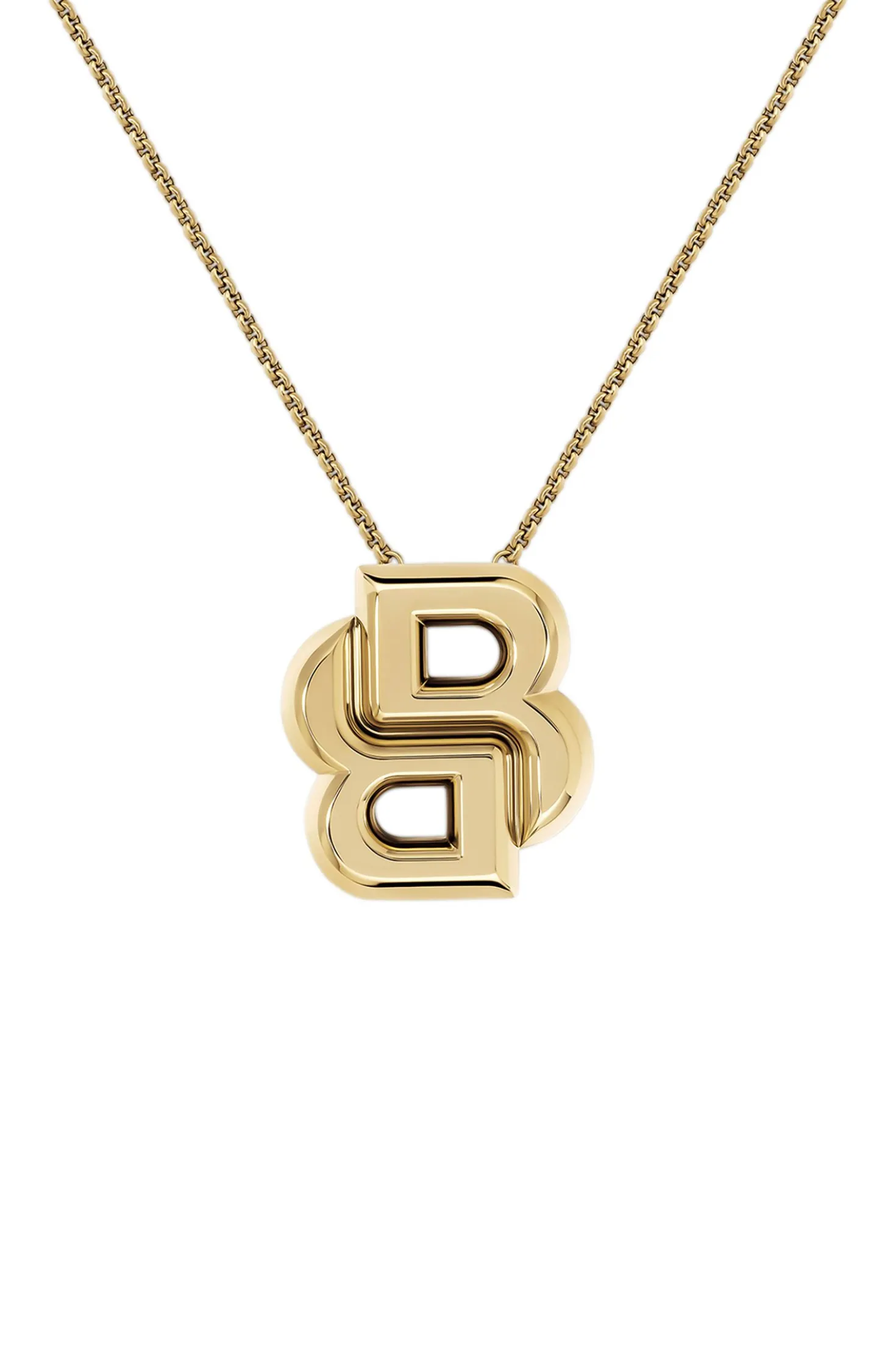 Hellgelbgoldfarbene Halskette mit Double-B-Monogramm
