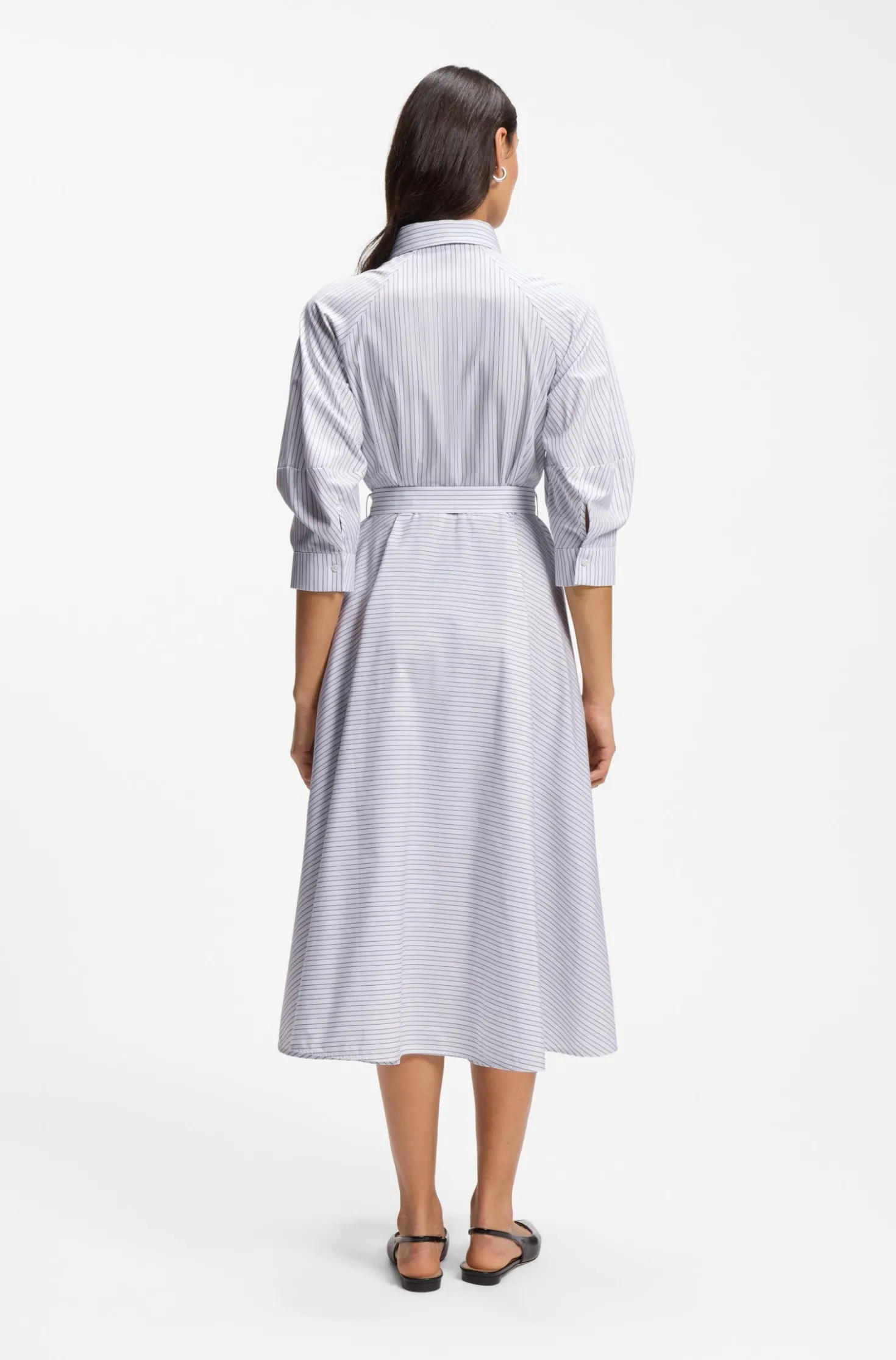 Hemdblusenkleid aus Baumwoll-Popeline mit Streifen-Muster